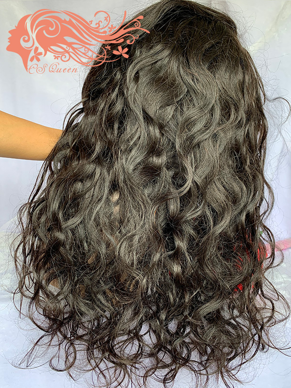 Csqueen 9A Ocean Wave 4*4 Transparent Lace Closure wig 100% human hair 180%density wigs